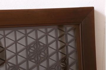 アンティーク雑貨 組子が美しい欄間(明り取り) 両面ガラス入り 和製アンティーク