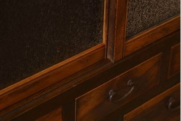 レトロ家具　昭和レトロ　ダイヤガラス!アンティーク収納棚(本箱)