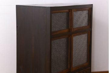 レトロ家具　昭和レトロ　ダイヤガラス!アンティーク収納棚(本箱)