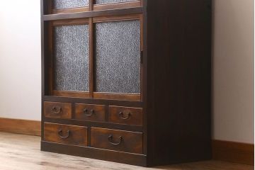 レトロ家具　昭和レトロ　ダイヤガラス!アンティーク収納棚(本箱)