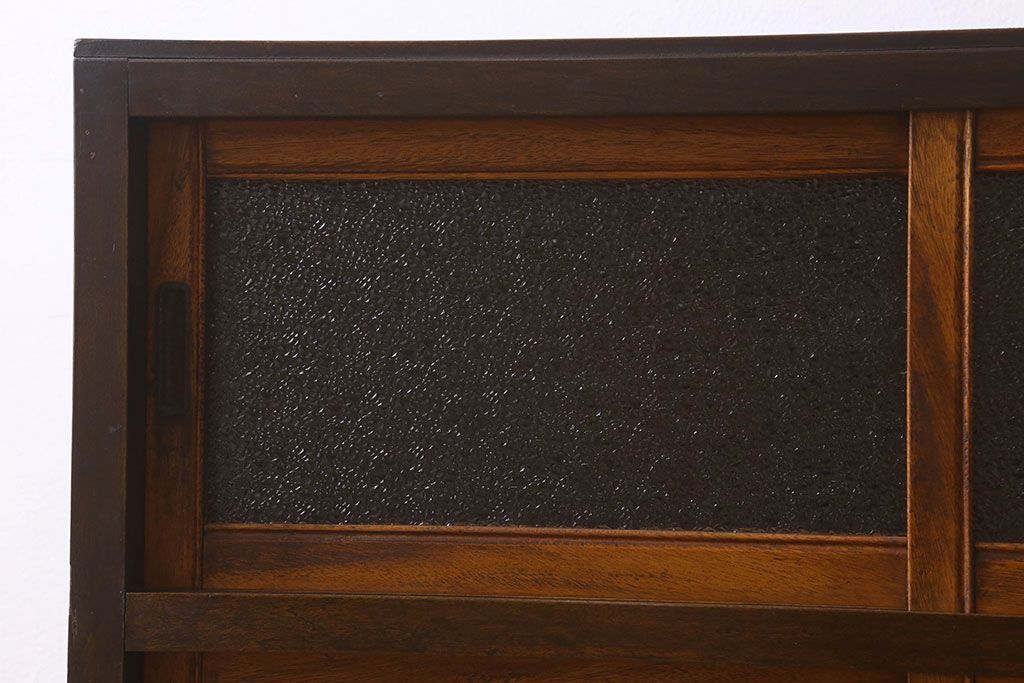 レトロ家具　昭和レトロ　ダイヤガラス!アンティーク収納棚(本箱)