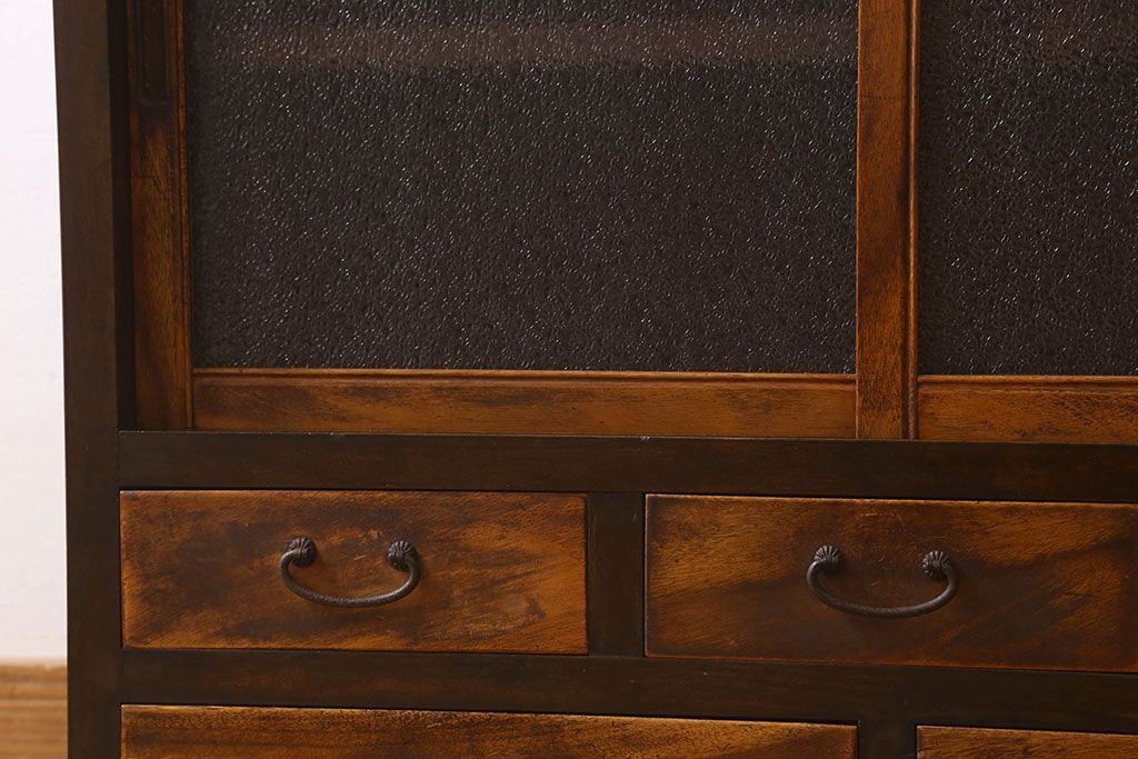 レトロ家具　昭和レトロ　ダイヤガラス!アンティーク収納棚(本箱)