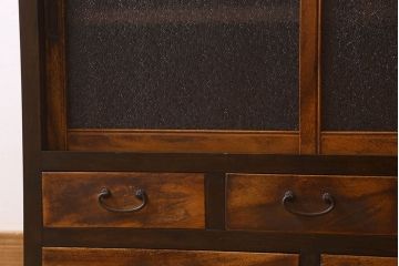 レトロ家具　昭和レトロ　ダイヤガラス!アンティーク収納棚(本箱)