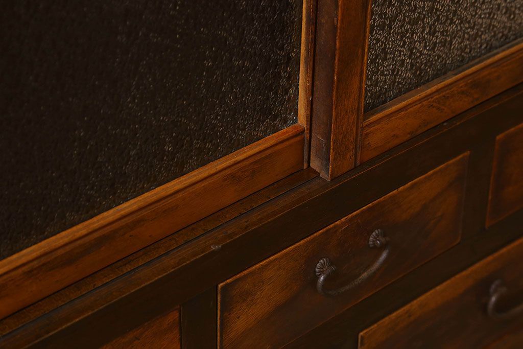 レトロ家具　昭和レトロ　ダイヤガラス!アンティーク収納棚(本箱)