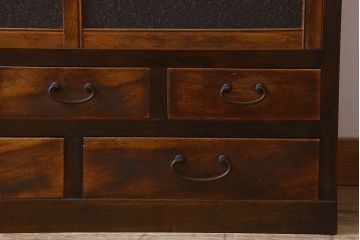 レトロ家具　昭和レトロ　ダイヤガラス!アンティーク収納棚(本箱)