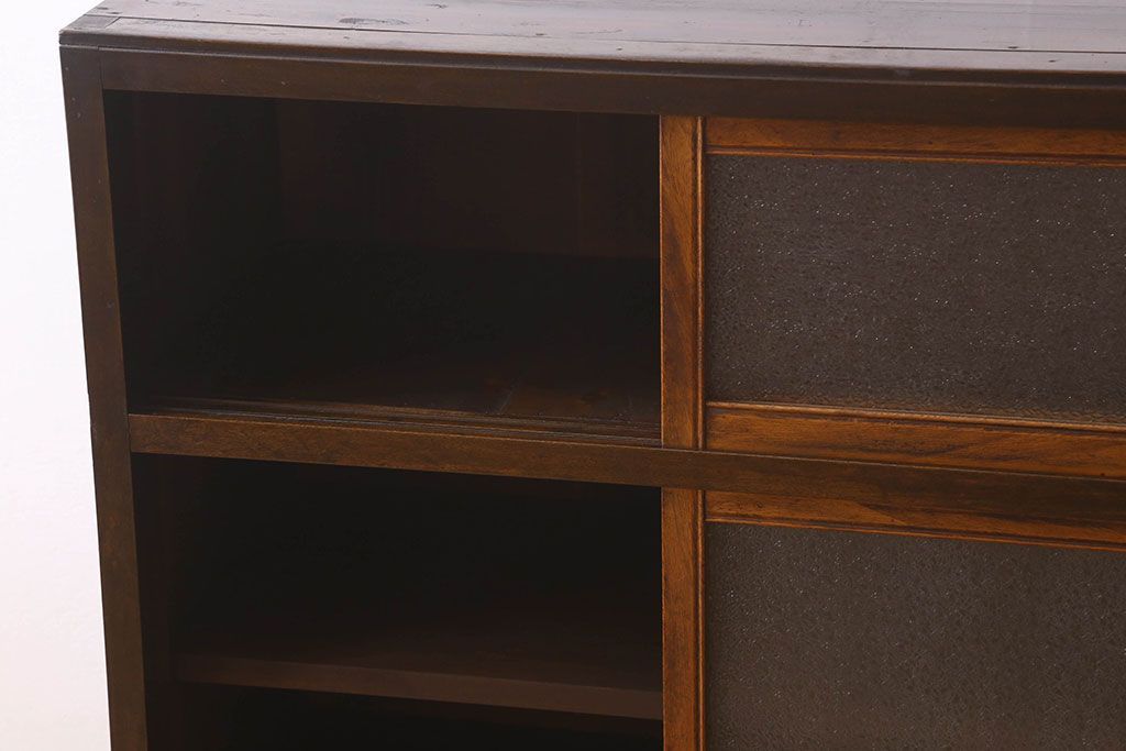 レトロ家具　昭和レトロ　ダイヤガラス!アンティーク収納棚(本箱)