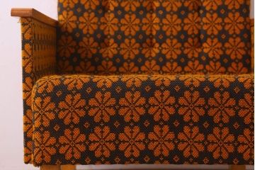 レトロ家具　オランダビンテージ　ブナ材　レトロな花柄のかわいい1人掛けソファ(2)