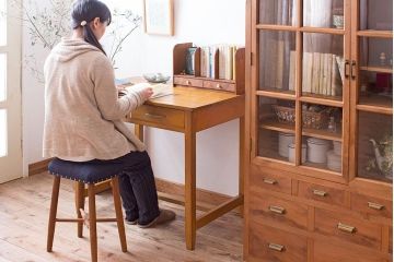 レトロ家具　昭和レトロ　引き出し2杯付き!古い平机(テーブル)