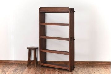 アンティーク家具　アンティーク　ラワン材製　古い木の本棚(飾り棚・ディスプレイラック)