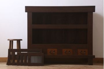 アンティーク家具　古民具・骨董　脚付き!モダンな四尺水屋箪笥サイドボード