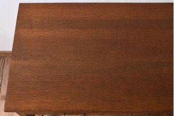 レトロ家具　ラワン材製　シンプル　昭和レトロな古い木の片袖机(2)