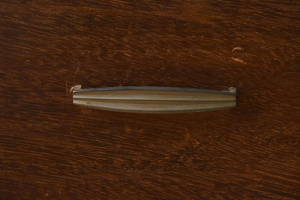 レトロ家具　ラワン材製　シンプル　昭和レトロな古い木の片袖机(2)