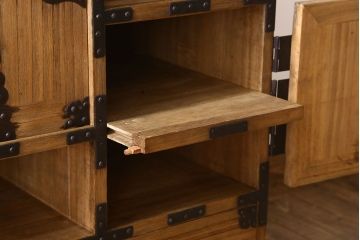 アンティーク家具　ふくら雀金具　明治期　かくしあり!総桐材の上品な帳場箪笥(桐箪笥、桐たんす)