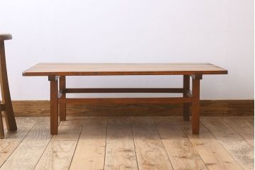 アンティーク家具　古い檜製のシンプルなローテーブル(センターテーブル)