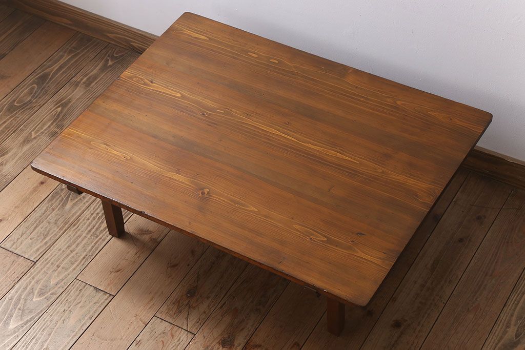 アンティーク家具　古い檜製のシンプルなローテーブル(センターテーブル)