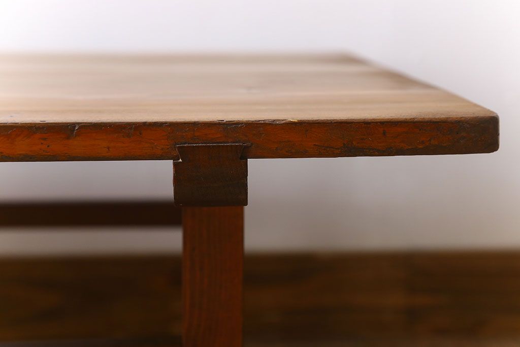 アンティーク家具　古い檜製のシンプルなローテーブル(センターテーブル)