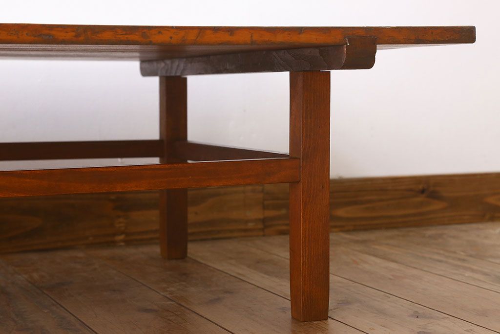 アンティーク家具　古い檜製のシンプルなローテーブル(センターテーブル)