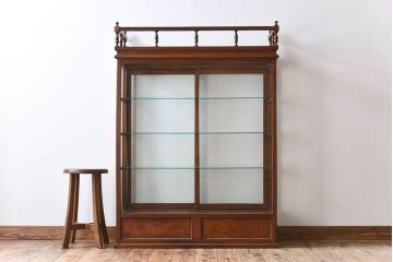 アンティーク家具　大正ロマン　たばこ屋で使われていた古い木のショーケース(ガラスケース)