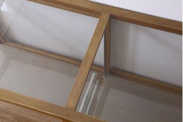 レトロ家具　昭和レトロ　古いナラ材製のシンプルなガラスケース(ショーケース)