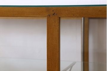 レトロ家具　昭和レトロ　古いナラ材製のシンプルなガラスケース(ショーケース)