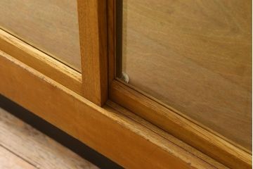 レトロ家具　昭和レトロ　古いナラ材製のシンプルなガラスケース(ショーケース)