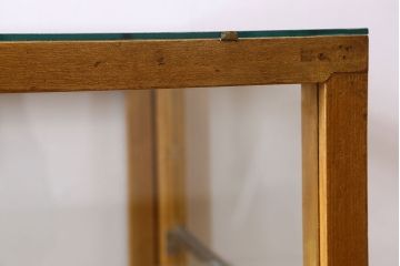 レトロ家具　昭和レトロ　古いナラ材製のシンプルなガラスケース(ショーケース)