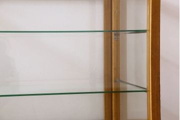 レトロ家具　昭和レトロ　古いナラ材製のシンプルなガラスケース(ショーケース)