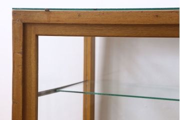 レトロ家具　昭和レトロ　古いナラ材製のシンプルなガラスケース(ショーケース)
