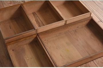 レトロ家具　シンプル　昭和レトロな古い木の片袖机　ブナ材製