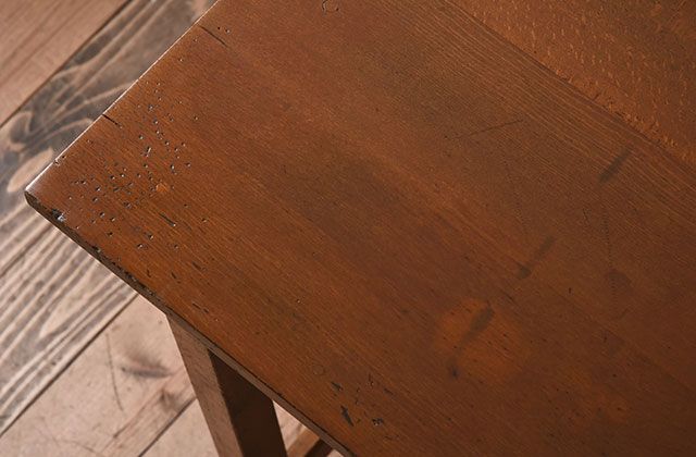 レトロ家具　シンプル　昭和レトロな古い木の片袖机　ブナ材製