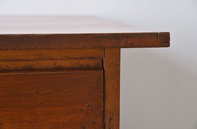 レトロ家具　シンプル　昭和レトロな古い木の片袖机　ブナ材製