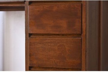 レトロ家具　シンプル　昭和レトロな古い木の片袖机　ブナ材製