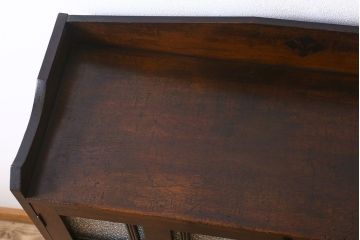 アンティーク家具　大正ロマン　脚付き!ダイヤガラス扉のアンティークブックケース(本箱)