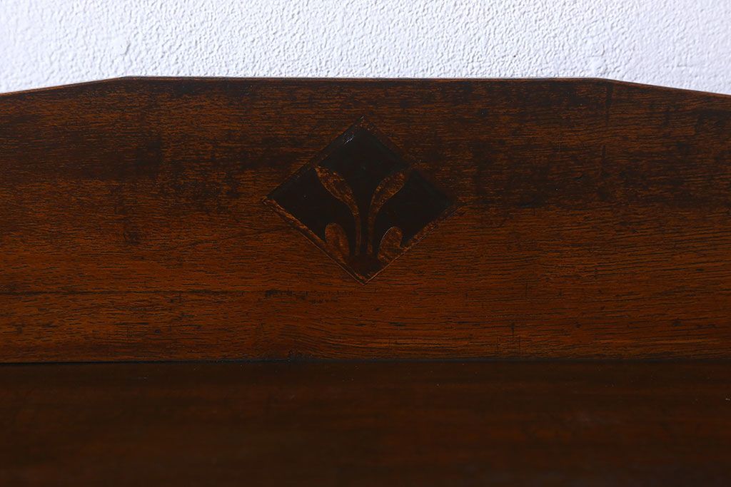 アンティーク家具　大正ロマン　脚付き!ダイヤガラス扉のアンティークブックケース(本箱)