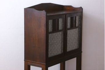 アンティーク家具　大正ロマン　脚付き!ダイヤガラス扉のアンティークブックケース(本箱)