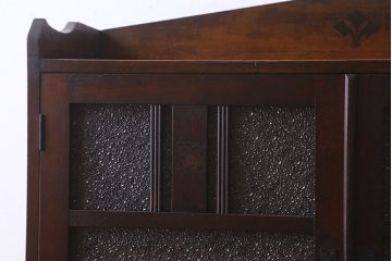 アンティーク家具　大正ロマン　脚付き!ダイヤガラス扉のアンティークブックケース(本箱)