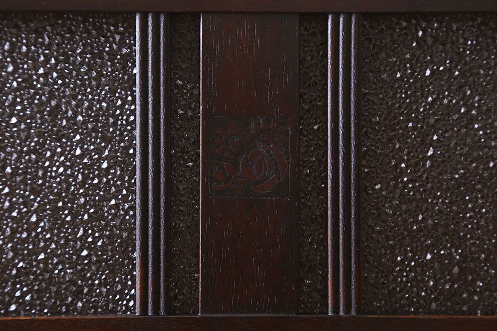 アンティーク家具　大正ロマン　脚付き!ダイヤガラス扉のアンティークブックケース(本箱)