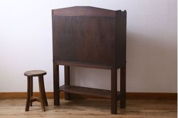 アンティーク家具　大正ロマン　脚付き!ダイヤガラス扉のアンティークブックケース(本箱)