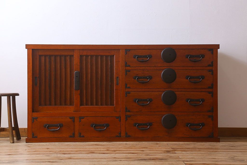 アンティーク家具　六尺　明治大正期　収納箪笥サイドボード(一間箪笥・水屋箪笥)(1)