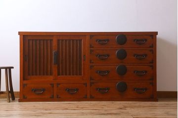 アンティーク家具　六尺　明治大正期　収納箪笥サイドボード(一間箪笥・水屋箪笥)(1)