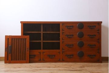 アンティーク家具　六尺　明治大正期　収納箪笥サイドボード(一間箪笥・水屋箪笥)(1)