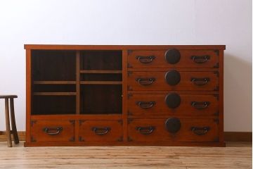 アンティーク家具　六尺　明治大正期　収納箪笥サイドボード(一間箪笥・水屋箪笥)(1)