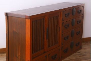 アンティーク家具　六尺　明治大正期　収納箪笥サイドボード(一間箪笥・水屋箪笥)(1)