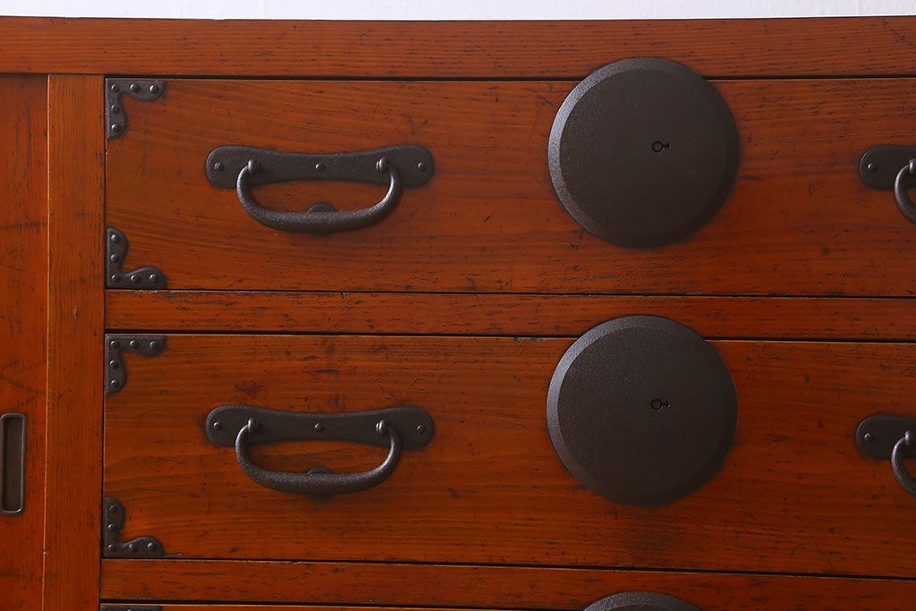 アンティーク家具　六尺　明治大正期　収納箪笥サイドボード(一間箪笥・水屋箪笥)(1)