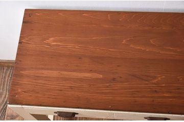 アンティーク家具　薄型のペイント片袖机　和製アンティーク