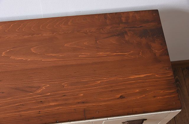 アンティーク家具　薄型のペイント片袖机　和製アンティーク