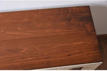 アンティーク家具　薄型のペイント片袖机　和製アンティーク