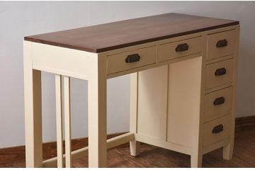 アンティーク家具　薄型のペイント片袖机　和製アンティーク