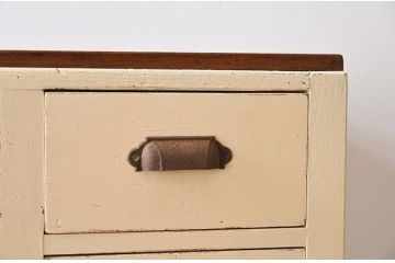 アンティーク家具　薄型のペイント片袖机　和製アンティーク