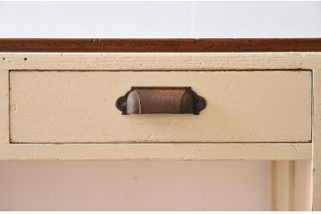 アンティーク家具　薄型のペイント片袖机　和製アンティーク